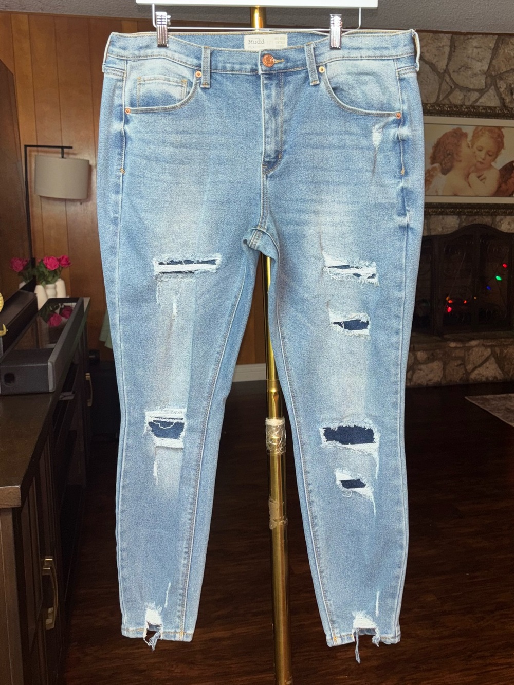 Mudd Light Blue Distressed Skinny Jeans